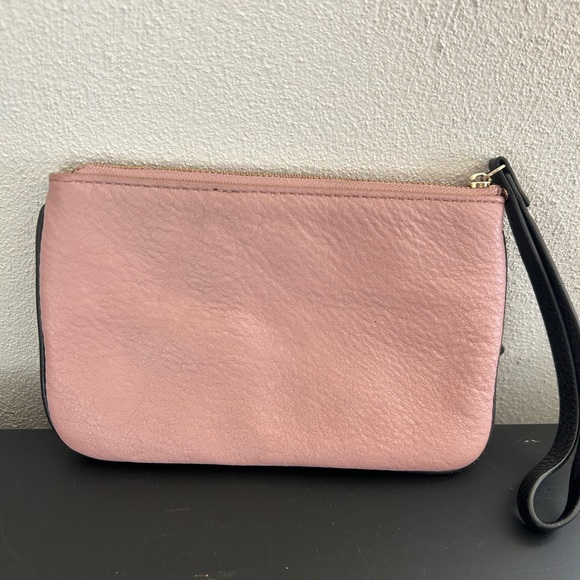 Kate Spade Pebbled Leather Pink Black Wristlet Clutch Coin Purse - Picture 14 of 14